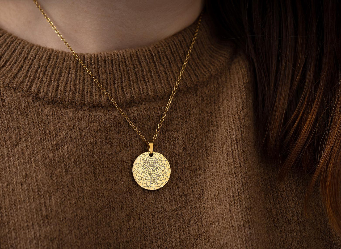 Engraved Star Map by Date Necklace, Custom Globe Stars Engraved Necklace, Personalized Birthday Gift for Her, Rose Gold Silver Black, KP.4