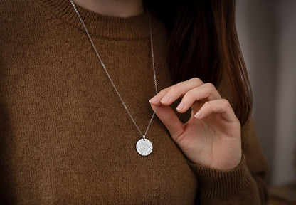 Engraved Star Map by Date Necklace, Custom Globe Stars Engraved Necklace, Personalized Birthday Gift for Her, Rose Gold Silver Black, KP.4