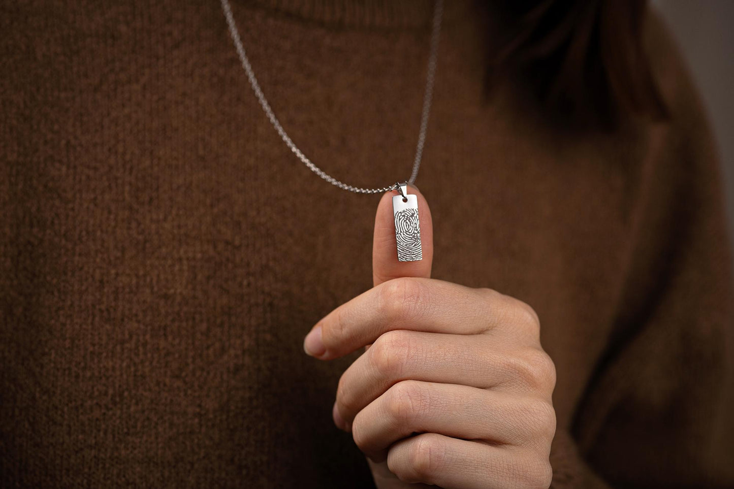Memorial Necklace with Fingerprint, Funeral Keepsake Gift for Him, Grief Gift for Men, Loss of Mother, Father, Brother or Sister, KP.2/C.2