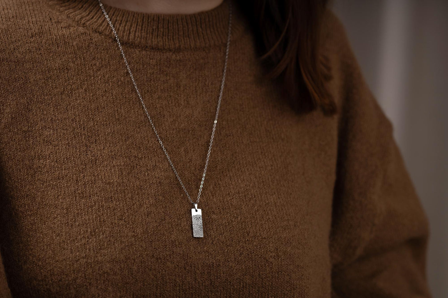 Memorial Necklace with Fingerprint, Funeral Keepsake Gift for Him, Grief Gift for Men, Loss of Mother, Father, Brother or Sister, KP.2/C.2
