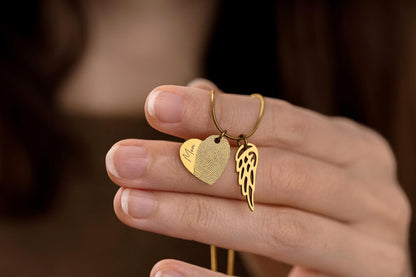 Personalized Heart Necklace with Fingerprint and Name, Grief Keepsake Gift for Loss Mother, Memorial Thumbprint Sympathy Jewelry, C.2