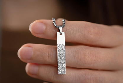 Bereavement Gift with Fingerprint and Handwriting, Personalized Memorial Necklace Keepsake Gift for Him or Her, Loss of Father or Mother C.2
