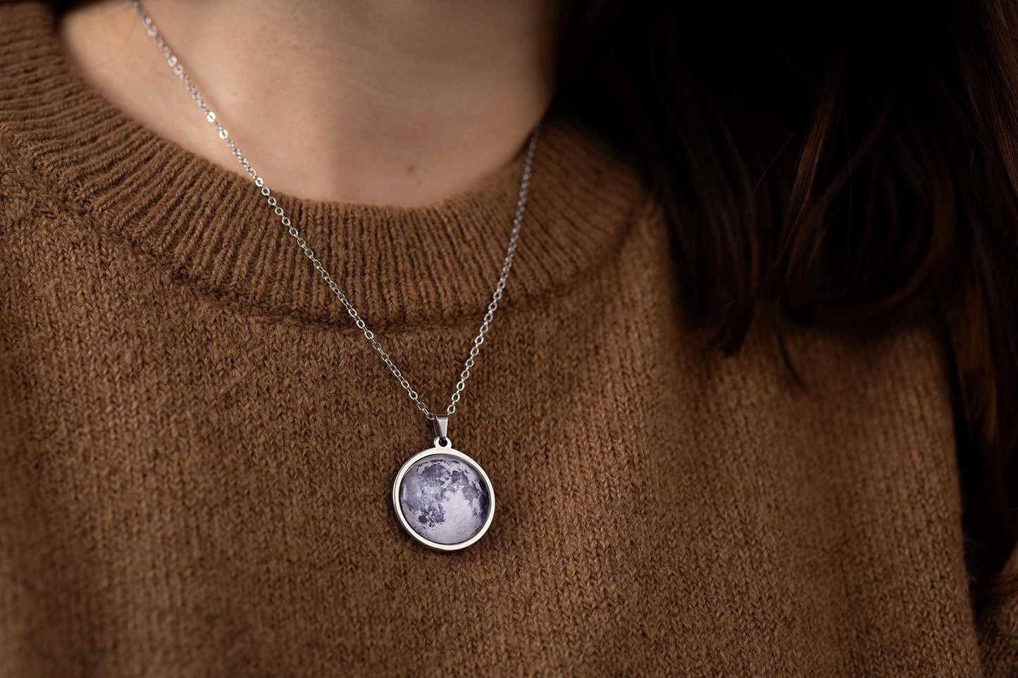 Custom Star Map & Moon Phase Necklace, Jewelry Birthday Gift for Women, Anniversary Gift for Her, Engraved Silver or Gold Pendant, KP.7