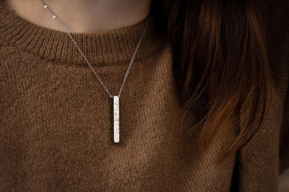 Custom Star Map Necklace, Engraved Night Sky Vertical Gold Bar Necklace, Customize Stainless Steel Pendant Personalized Jewelry Gift, KP.4