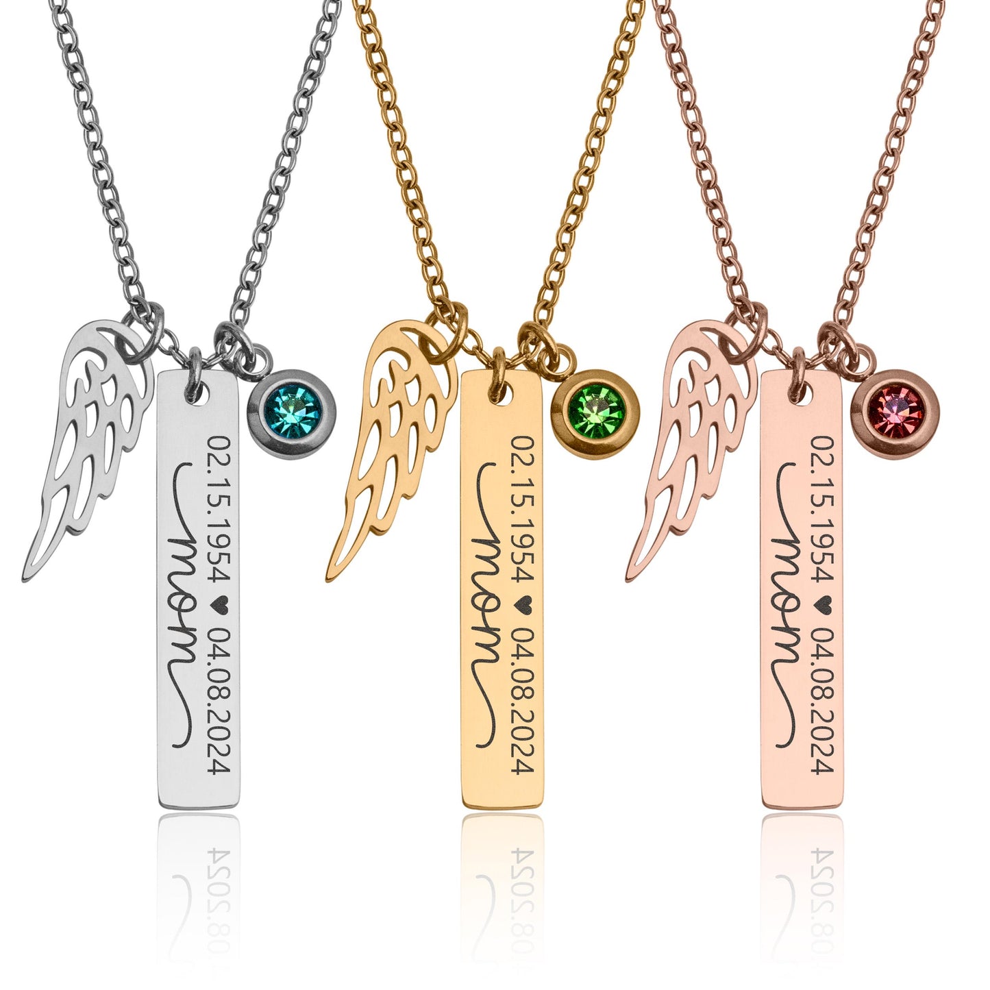 Loss of Mom Bereavement Gift Personalized Necklace with Wing and Birthstone Charm, Custom Memorial Jewelry, Sympathy Gift for Her, KP.6