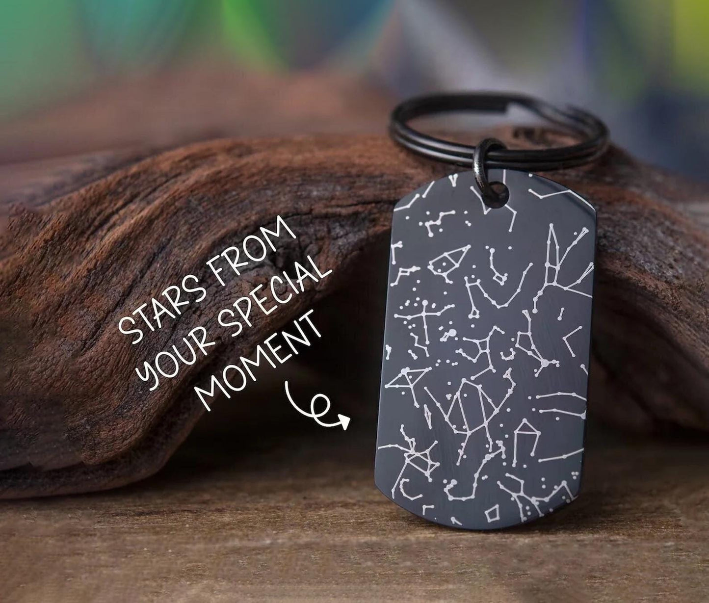 Custom Star Map Keychain, Engraved Personalized Night Sky Keyring, Star Map by Date, Birthday Gift for Men, Anniversary Gift for Him, RP.2