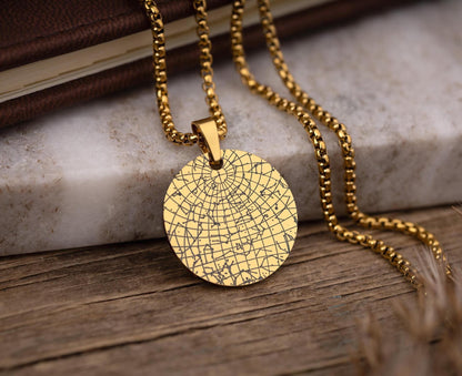 Star Map Necklace for Boyfriend or Girlfriend - Custom Anniversary or Birthday Jewelry Gift, Personalized Pendant for Him or Her, RP.2