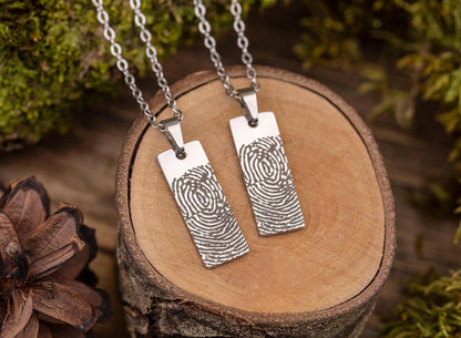 Fingerprint Memorial Necklace for Men or Women, Keepsake Pendant for Him or Her, Grief Gift, Loss of Mother or Father, Dad or Mom, KP.2/C.2