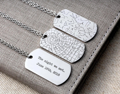 Star Map Necklace for Men, Custom Engraved Dog Tag Pendant, Personalized Star Jewelry Gift, Birthday Gift for Him, Husband, Boyfriend, KP.4