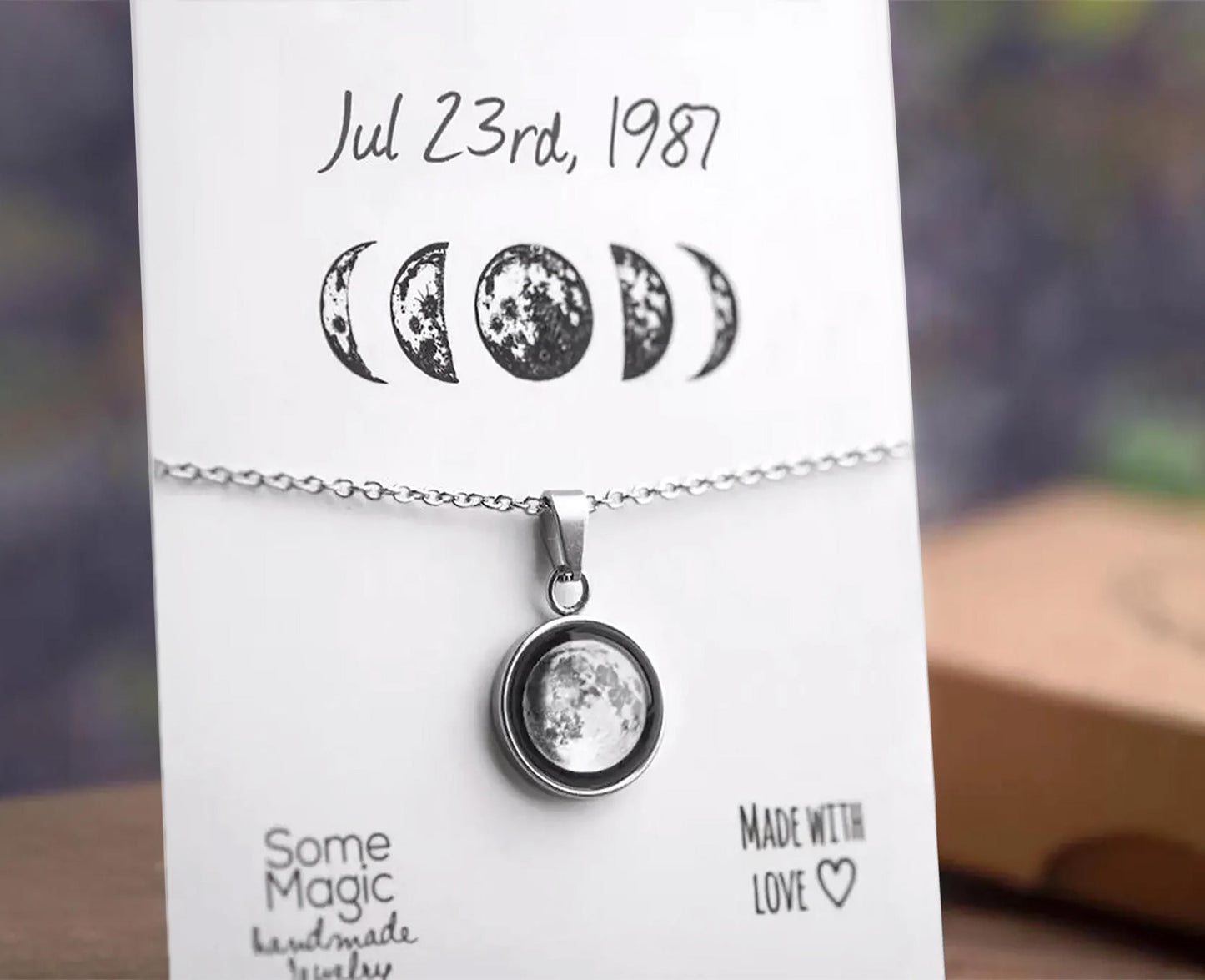 Custom Moon Phase Necklace, Personalized Jewelry, Birthday Gift for Women, Engraved Anniversary Gift for Her, Gift for Mom, KP.7