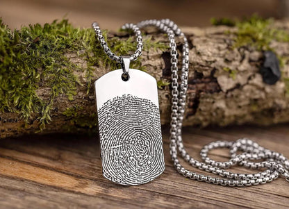 Custom Fingerprint Necklace - Keepsake Jewelry for Him - Sympathy Gift for Loss - Personalized Memorial Pendant in Gift-Ready Packaging C.2