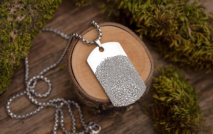 Custom Fingerprint Necklace - Keepsake Jewelry for Him - Sympathy Gift for Loss - Personalized Memorial Pendant in Gift-Ready Packaging C.2