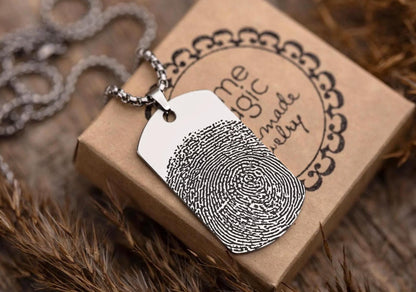 Custom Fingerprint Necklace - Keepsake Jewelry for Him - Sympathy Gift for Loss - Personalized Memorial Pendant in Gift-Ready Packaging C.2