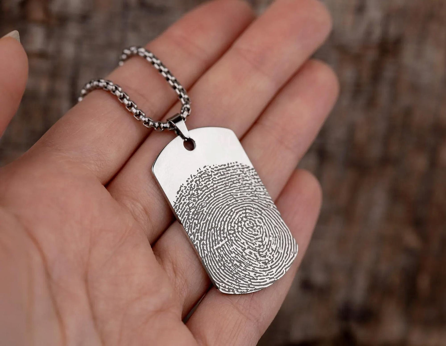Custom Fingerprint Necklace - Keepsake Jewelry for Him - Sympathy Gift for Loss - Personalized Memorial Pendant in Gift-Ready Packaging C.2