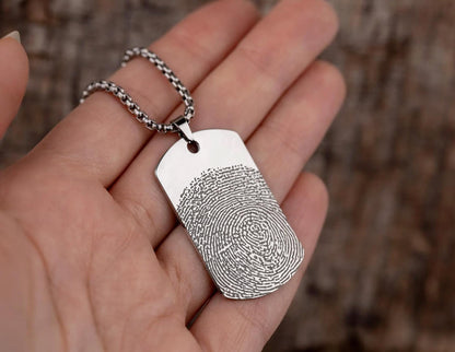Custom Fingerprint Necklace - Keepsake Jewelry for Him - Sympathy Gift for Loss - Personalized Memorial Pendant in Gift-Ready Packaging C.2