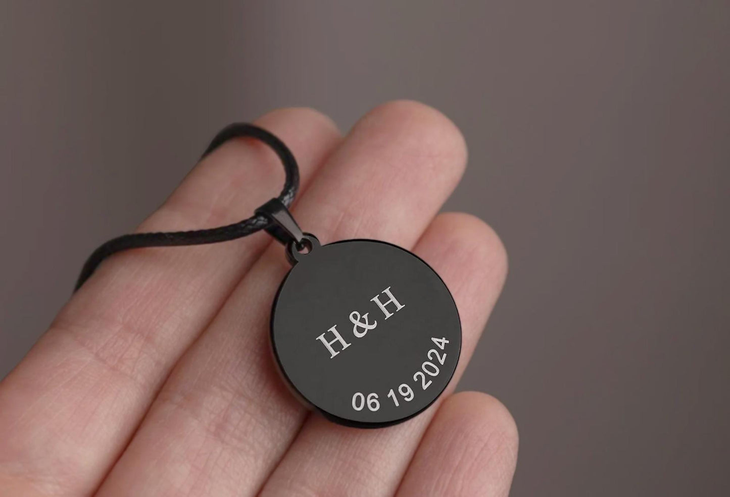 Black Necklace for Men, Custom Moon Phase Pendant for Him, Personalized Anniversary or Birthday Jewelry Gift For Husband or Boyfriend, RP.1
