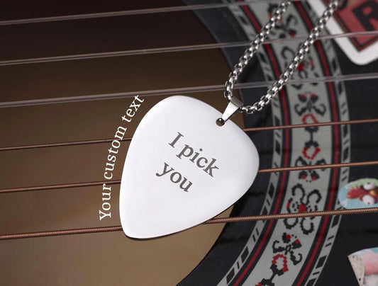 Personalized Guitar Pick Necklace with Custom Words - Gift For Musician or Music Lover Gift, Gift for Boyfriend or Girlfriend, KP.2/C.2