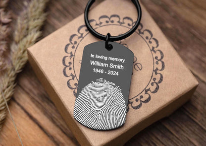 Mom Memorial Gift Keychain with Fingerprint and Handwriting, Sympathy Keepsake Gift, Engraved Custom Keyring, Personalized Grief Gift, C.2