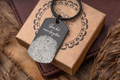 Mom Memorial Gift Keychain with Fingerprint and Handwriting, Sympathy Keepsake Gift, Engraved Custom Keyring, Personalized Grief Gift, C.2