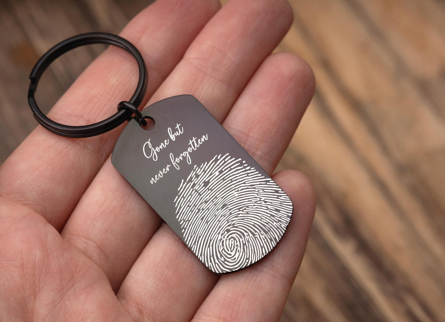 Fingerprint Keepsake Keychain with Handwriting, Fathers Day Keepsake, Custom Memorial Gift, Loss of Father or Mother Personalized Gift, C.2