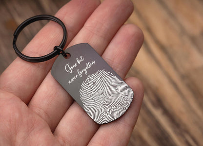 Fingerprint Keepsake Keychain with Handwriting, Fathers Day Keepsake, Custom Memorial Gift, Loss of Father or Mother Personalized Gift, C.2