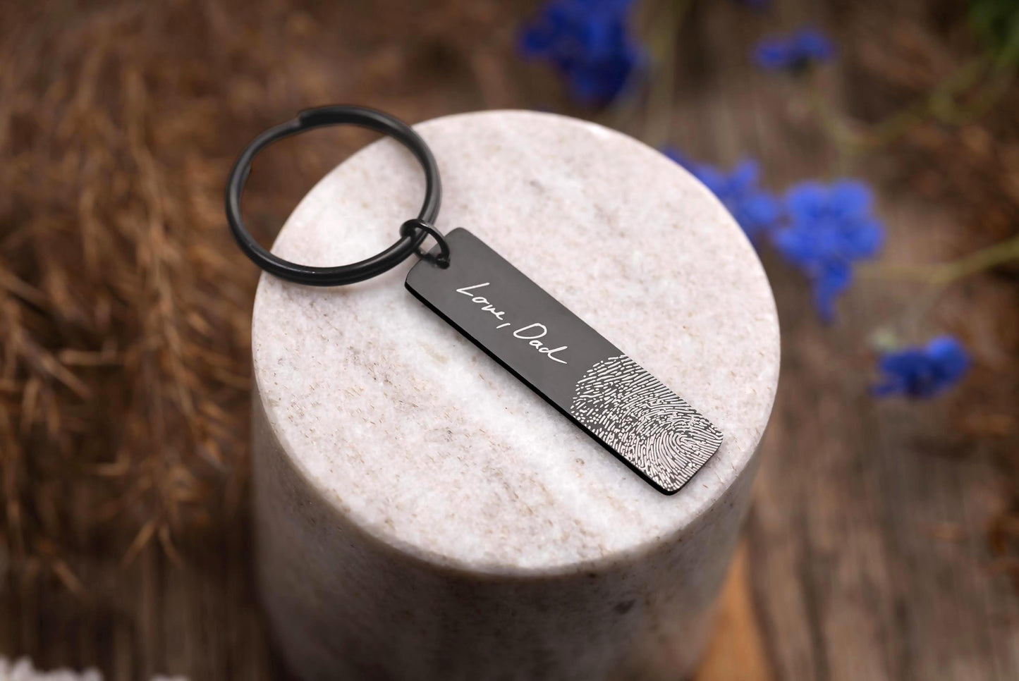 Custom Fingerprint and Handwriting Memorial Keychain, Loss of Mother or Father Bereavement Gift, Personalized Sympathy or Grief Keepsake C.2