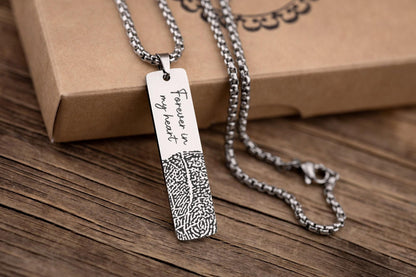 Memorial Fingerprint Keepsake Necklace, Personalized Loss of Mother or Father Bereavement Gift, Remembrance Gift for Him or Her, C.2