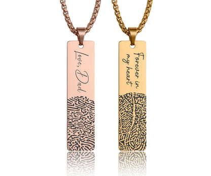 Memorial Fingerprint Keepsake Necklace, Personalized Loss of Mother or Father Bereavement Gift, Remembrance Gift for Him or Her, C.2