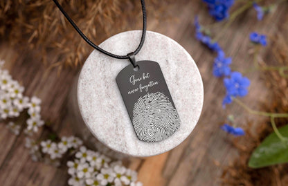 Memorial Jewelry with Fingerprint, Personalized Keepsake Necklace for Men or Women, Loss of Father or Mother Grief Gift for Him or Her, C.2