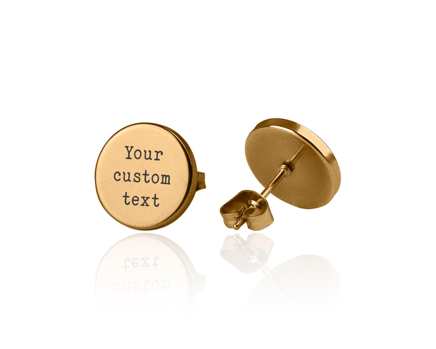Personalized Stud Earrings, Silver Studs with Custom Text, Laser Engraved Jewelry for Him or Her, Boyfriend or Girlfriend Birthday Gift AU.2