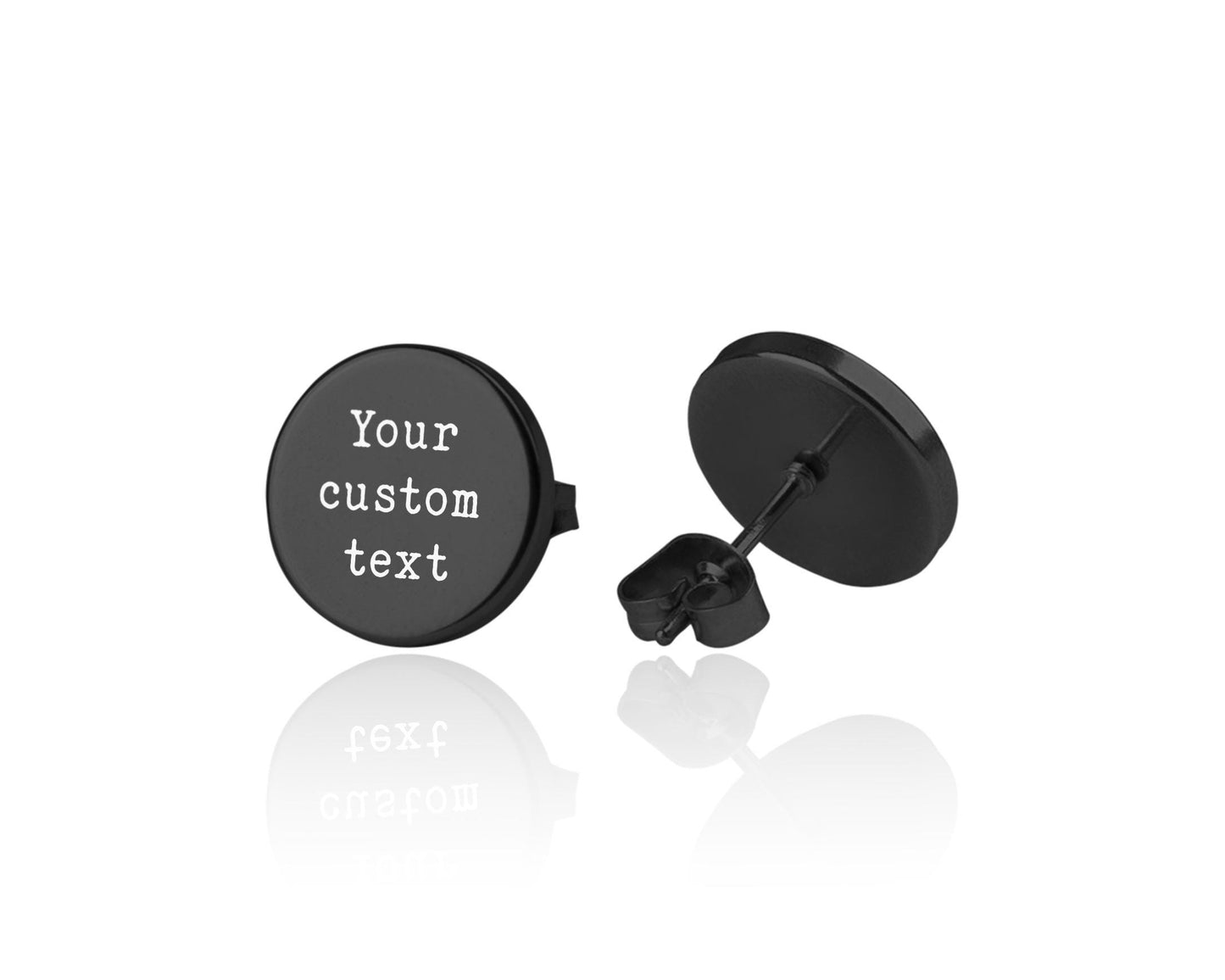 Custom Stud Earrings with Your Text, Personalized Studs for Women or Men, Laser Engraved Jewelry for Him or Her, Birthday Gift for Mom, AU.2