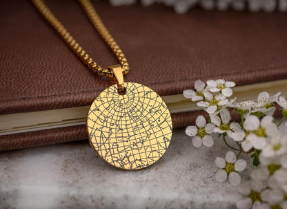 Custom Star Map Gold Necklace for Women, Personalized Anniversary Gift for Girlfriend or Wife, Birthday Jewelry Gift For Her, RP.2