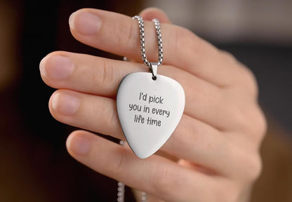 Guitar Necklace with Custom Song Lyrics, Personalized Pick, Engraved Gift for Musician or Music Lover, Gift For Boyfriend or Girlfriend, C.2