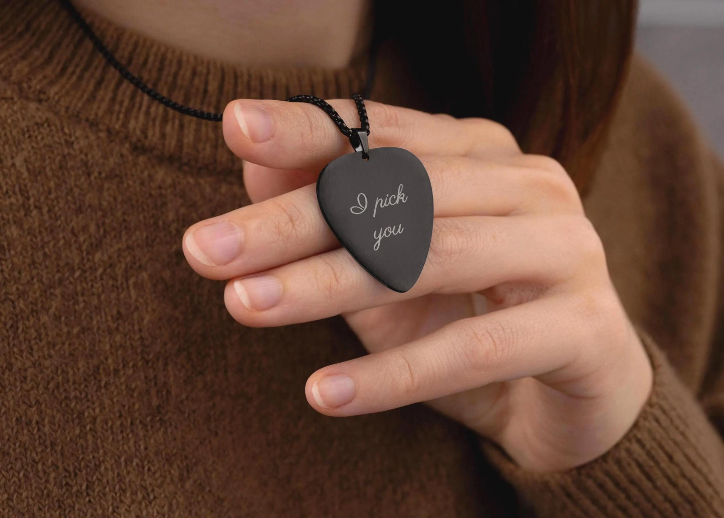 Custom Engraved Guitar Pick Necklace for Boyfriend or Girlfriend, Personalized Song Lyrics Gift for Musician or Music Lover Gift, KP.2/C.2