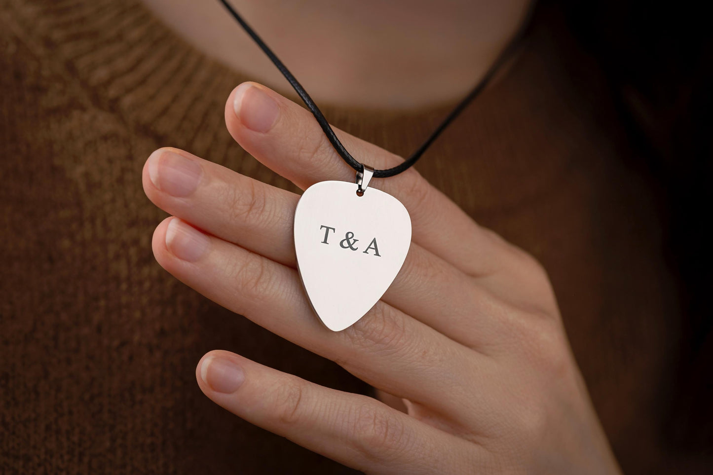 Custom Engraved Guitar Pick Necklace for Boyfriend or Girlfriend, Personalized Song Lyrics Gift for Musician or Music Lover Gift, KP.2/C.2