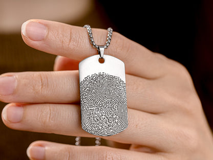 Custom Fingerprint Necklace - Keepsake Jewelry for Him - Sympathy Gift for Loss - Personalized Memorial Pendant in Gift-Ready Packaging C.2