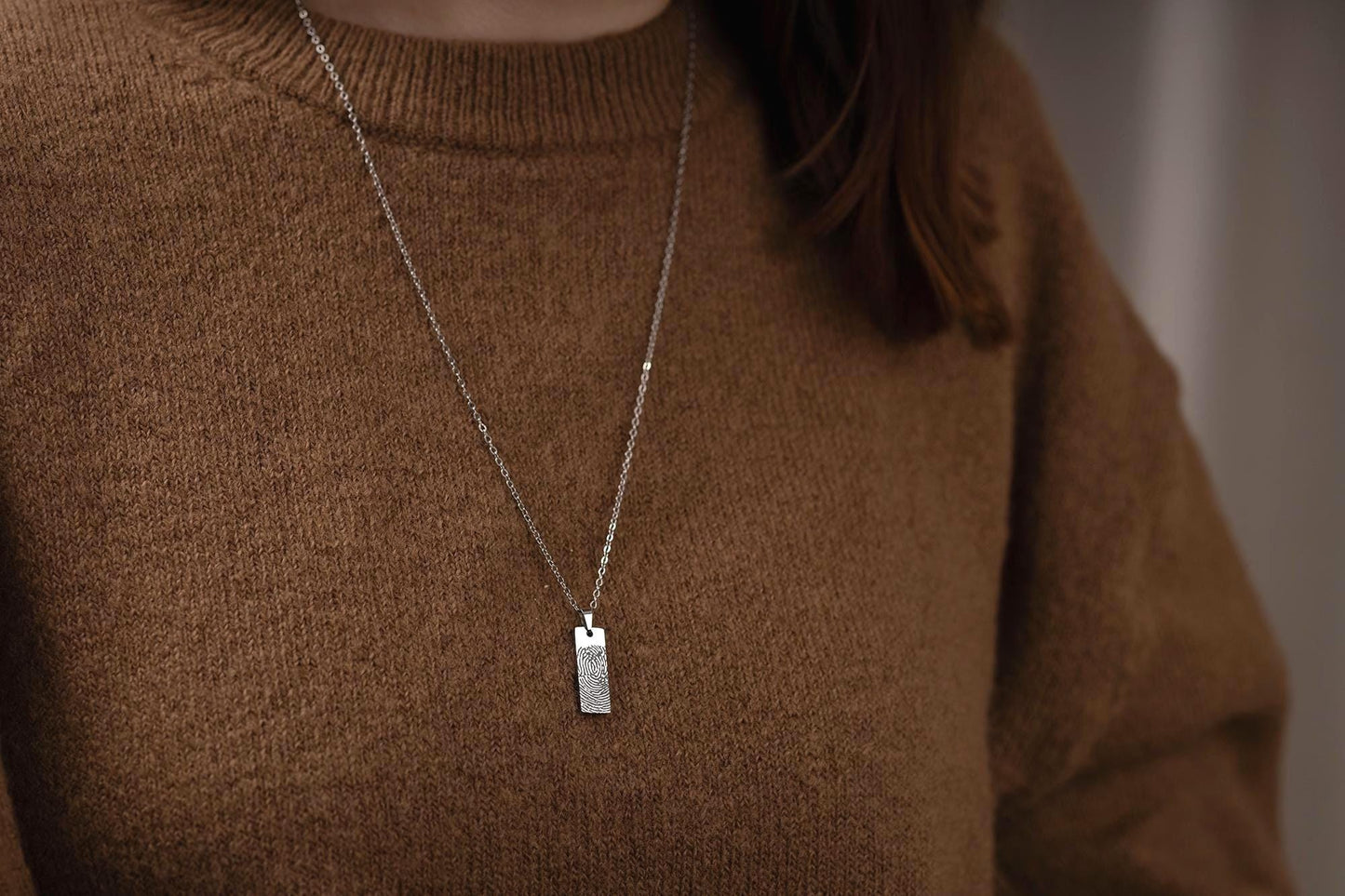 Fingerprint Memorial Necklace for Men or Women, Keepsake Pendant for Him or Her, Grief Gift, Loss of Mother or Father, Dad or Mom, KP.2/C.2