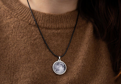 Black Necklace for Men, Custom Moon Phase Pendant for Him, Personalized Anniversary or Birthday Jewelry Gift For Husband or Boyfriend, RP.1