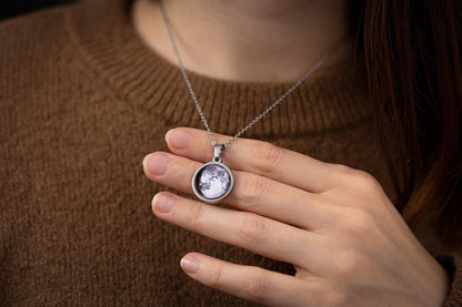 Custom Moon Phase Necklace with Name or Initial Engraved on the Back, Personalized Birthday Gift for Women, Anniversary Gift for Her, KP.7