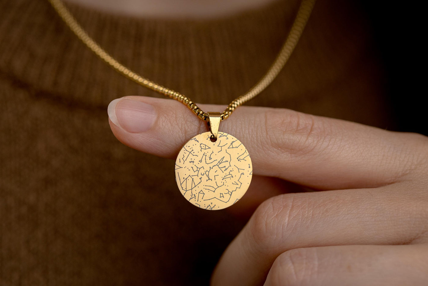 Custom Star Map Gold Necklace for Women, Personalized Anniversary Gift for Girlfriend or Wife, Birthday Jewelry Gift For Her, RP.2