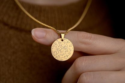 Custom Star Map Gold Necklace for Women, Personalized Anniversary Gift for Girlfriend or Wife, Birthday Jewelry Gift For Her, RP.2