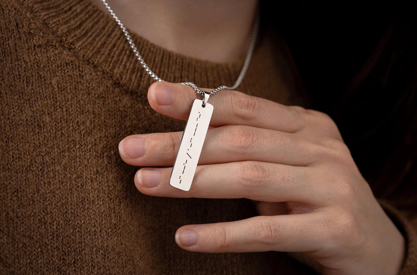 Custom Morse Code Necklace for Men, Birthday Gift for Boyfriend, Personalized Fathers Day Gift for Dad, Message Pendant for Him, KP.2/C.2