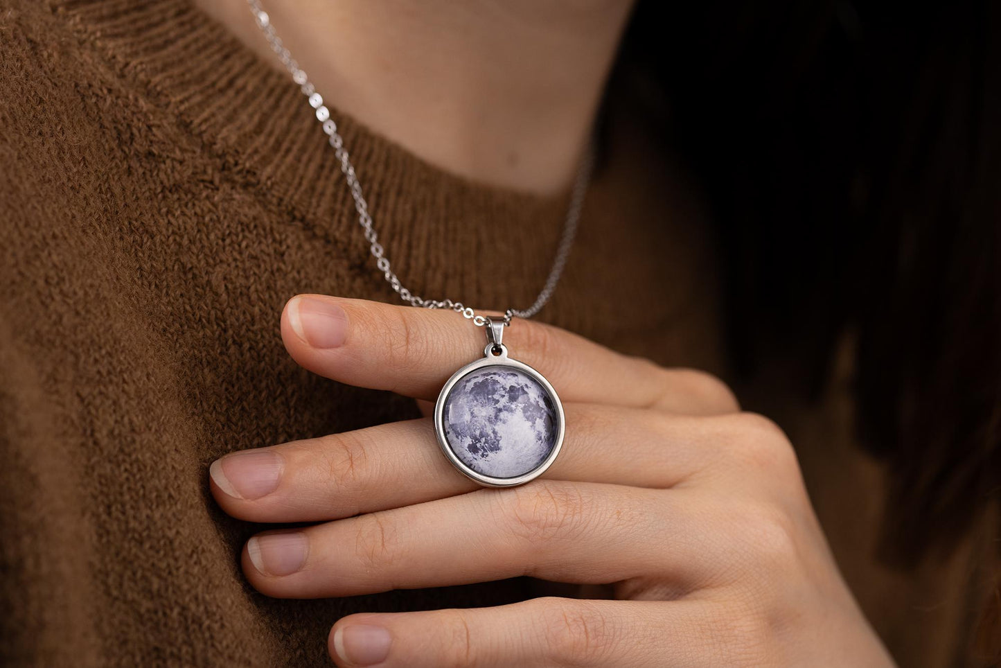Custom Star Map & Moon Phase Necklace, Jewelry Birthday Gift for Women, Anniversary Gift for Her, Engraved Silver or Gold Pendant, KP.7