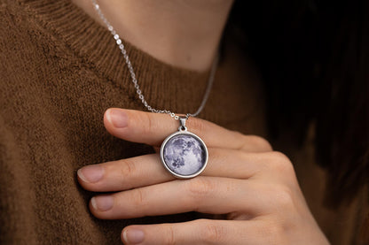 Custom Star Map & Moon Phase Necklace, Jewelry Birthday Gift for Women, Anniversary Gift for Her, Engraved Silver or Gold Pendant, KP.7