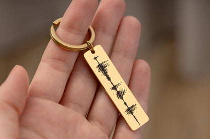 Personalized Heartbeat Keychain - Baby Cardiogram or Soundwave Keyring, Memorial Heartbeat Keepsake, Custom Engraved New Daddy Gift, C.2