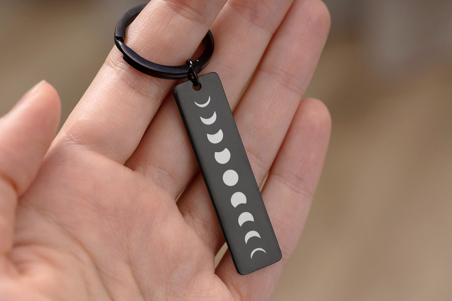 Phases of the Moon Celestial Keychain, Full Moon Cycle Keyring, I Love You To The Moon And Back Jewelry Gift for Boyfriend or Girlfriend C.2