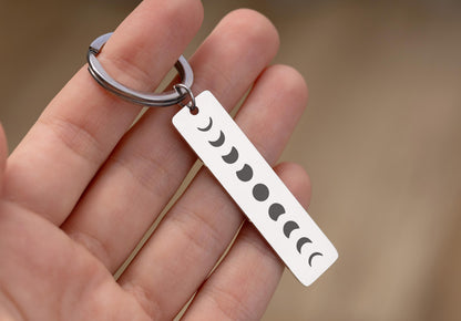 Phases of the Moon Celestial Keychain, Full Moon Cycle Keyring, I Love You To The Moon And Back Jewelry Gift for Boyfriend or Girlfriend C.2