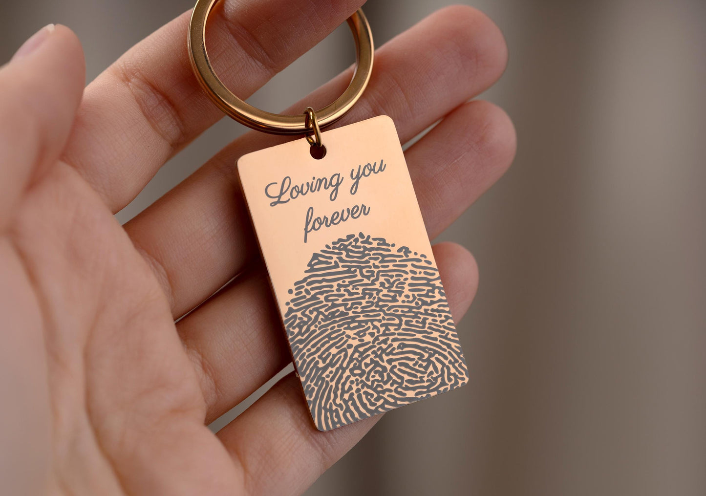 Memorial Keychain with Actual Thumbprint - Personalized Fingerprint Remembrance Gift - Custom Engraved Keyring for Loss of Father, C.2