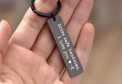 Drive Safe Handsome Keychain with Initial for Boyfriend or Husband, Gift for Passing Driving Test, Keyring for New Driver, Gift for Him, C.2