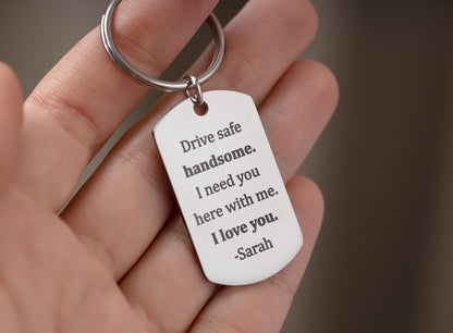Drive Safe Handsome Keychain for Boyfriend or Husband, Keyring for New Driver, Gift for Passing Driving Test, Birthday Gift for Him, C.2